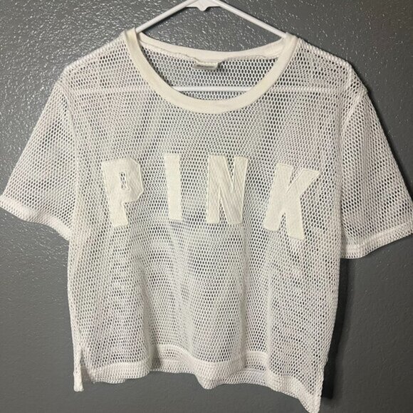 Victoria's Secret PINK White Mesh Top, Size Medium - Picture 1 of 5
